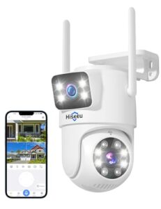 Hiseeu 【Dual Lens+8X Digital Zoom】 3MP Dual Lens PTZ WiFi Security Camera Outdoor