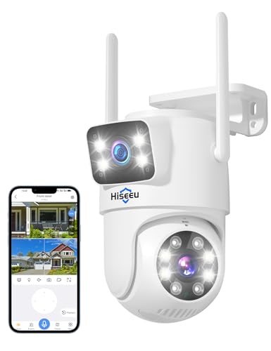 Hiseeu 【Dual Lens+8X Digital Zoom】 3MP Dual Lens PTZ WiFi Security Camera Outdoor