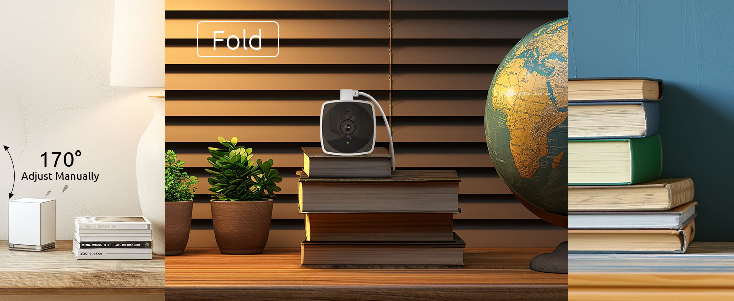 Smart thermostat on wall displaying 70°F. Nearby shelf with books, globe, and plant against wooden slat background.