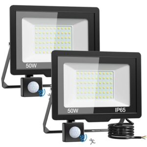 Security Lights Outdoor Motion Sensor - 50W Ultra-Bright Pir Led Lights Outside Mains Powered - Ip65 Waterproof Floodlights for Garden Garage Backyard Patio Forecourt Courtyards