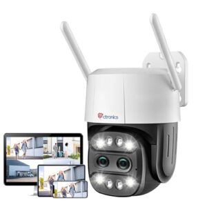 Ctronics Dual Lens Security Camera Outdoor with 6X Hybrid Zoom