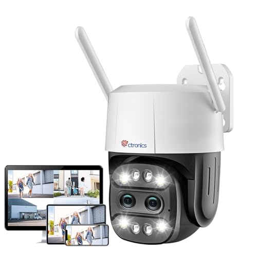 Ctronics Dual Lens Security Camera Outdoor with 6X Hybrid Zoom