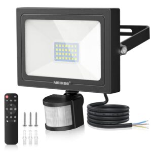 MEIKEE 25W Security Lights with Motion Sensor 2350 Lumen Dimmable PIR Floodlights Outdoor Lights 12m PIR Detection Button & Remote Adjustable IP66 Waterproof for Garden Corridor Entrance Backyard            [Energy Class E]