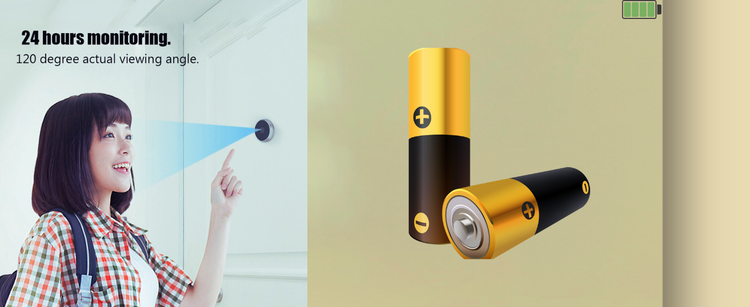 Text reads '24 hours monitoring'. Multiple images demonstrating surveillance or monitoring device usage in different settings.