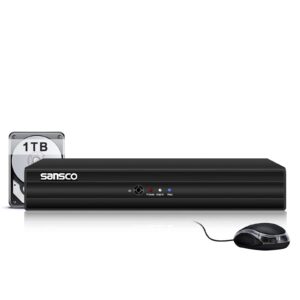SANSCO 4 Channel 5MP Lite HD DVR Recorder with 1TB Hard Drive for CCTV Security Camera System