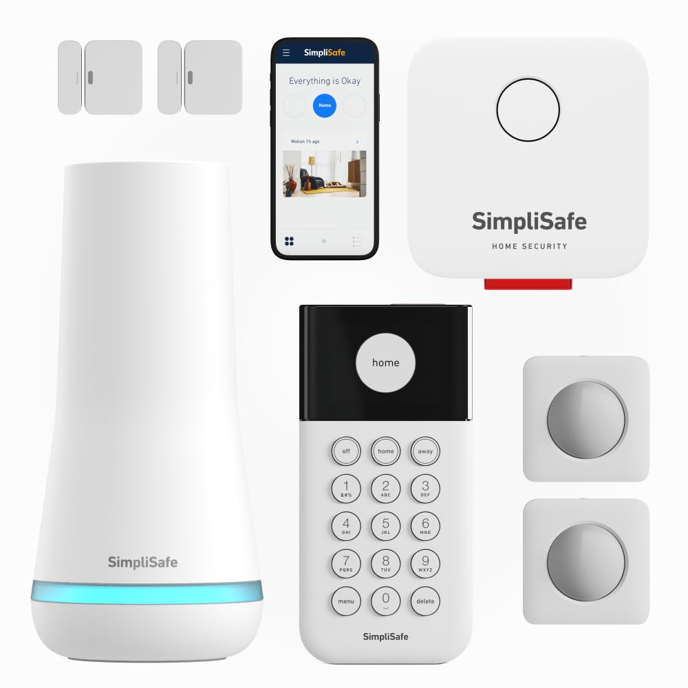 SimpliSafe Wireless Home Security Systems | 7 Piece Smart Home Alarm Systems | Mobile App & Works with Alexa | Professional Monitoring Available | Easy DIY Install