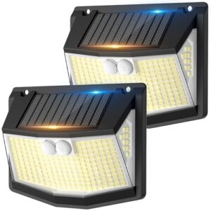 Solar Security Lights Outdoor Garden: 248 LED Solar Motion Sensor Light 3 Modes and 270° Wide Angle lighting Outside Solor Powered Wall Lights for Garden Fence Garage Yard 2 Pack IP65 Waterproof            [Energy Class A+++]