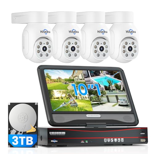 Hiseeu【5MP+PTZ】5MP 8CH NVR POE CCTV Security Camera System with 30M Color Night Vision