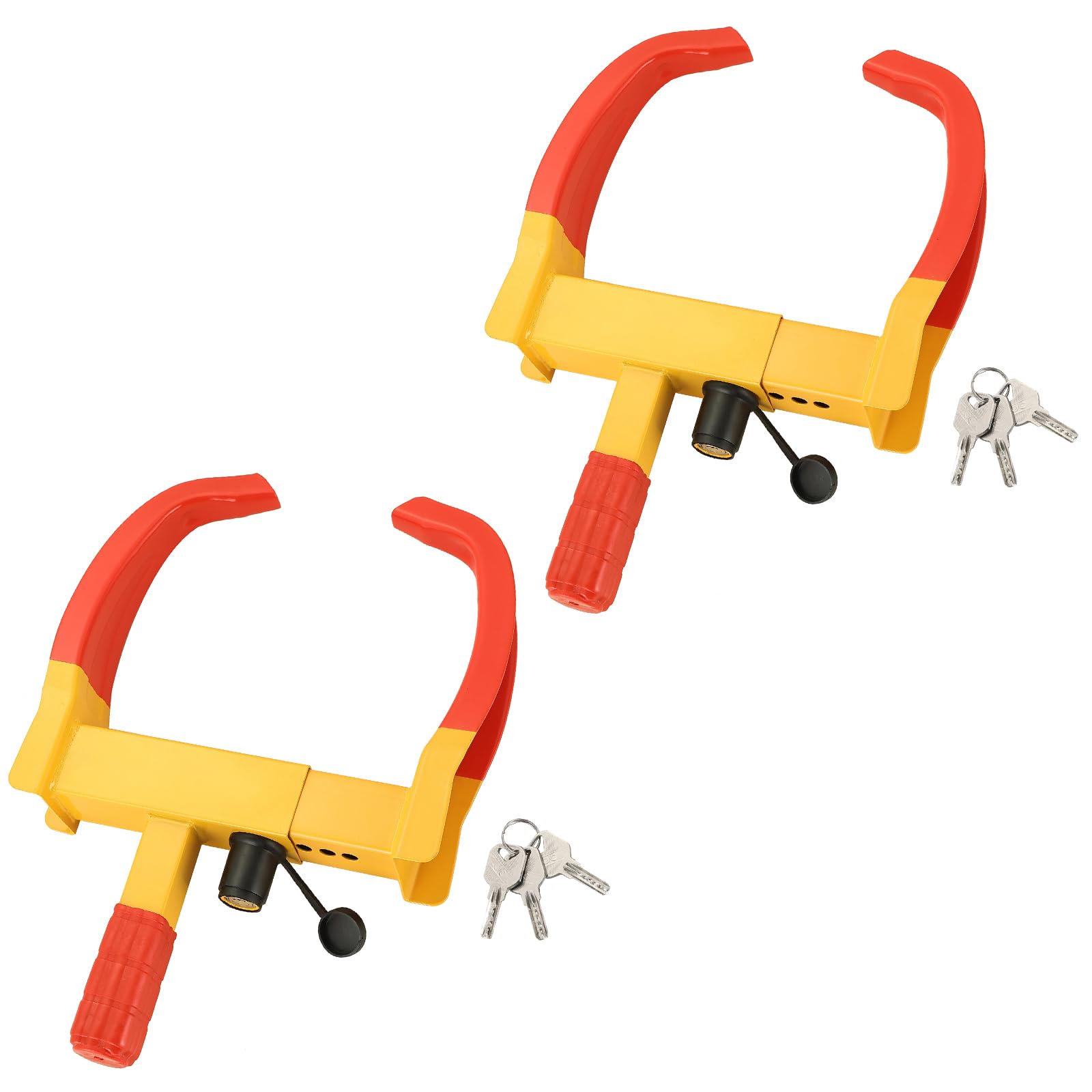 DASBET Wheel Clamp Lock Anti-Theft Wheel Lock Clamp 2 Pack Heavy Duty Car Wheel Lock with 3 Keys Adjustable Security Tire Clamp Fits 7-11" Width Tyres Security Clamp for Cars Caravans Trailers (Red)