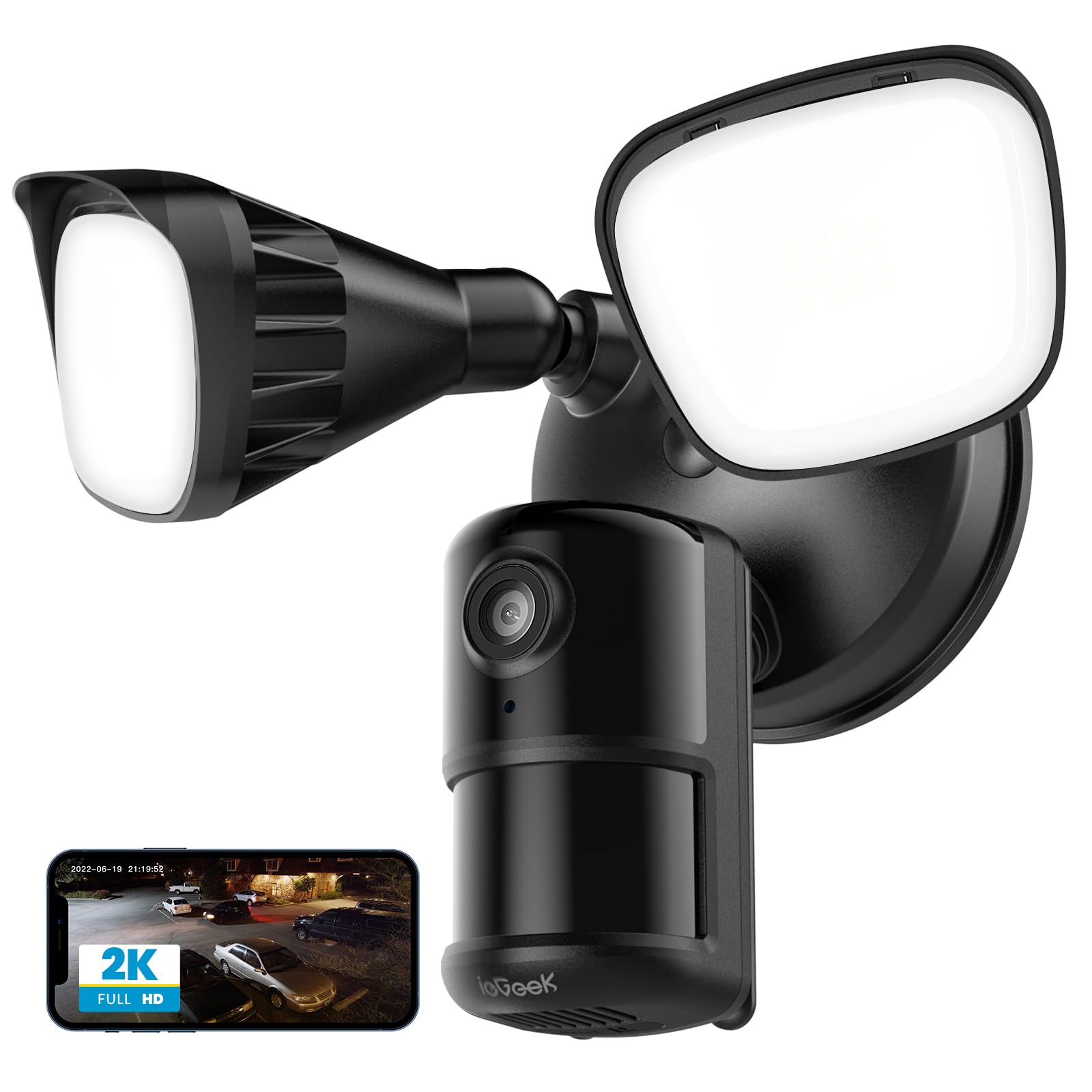 ieGeek 2K Security Floodlight Camera with Color Night Vision - Security Camera Outdoor with PIR Motion Sensor