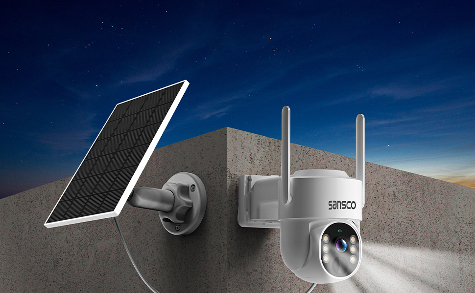 sansco wireless cctv security camera system battery powered solar panel outdoor indoor waterproof