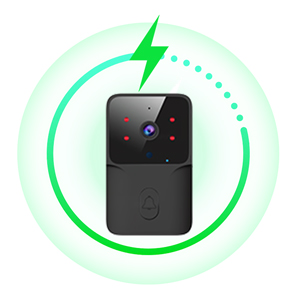 Black electronic device shown from multiple angles, featuring a compact square design with red LED indicators and speaker grille.