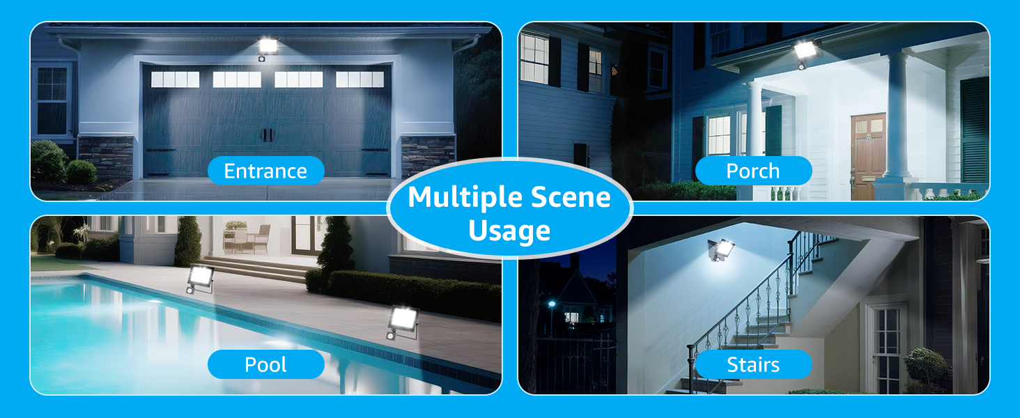 Text reads 'Swimming Stage'. Series of blue-tinted interior pool facility images showing entrance and swimming areas with modern architectural design.