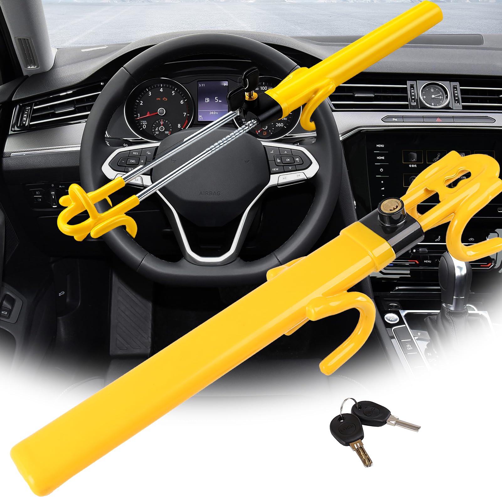 Car Steering Wheel Lock Twin Bar