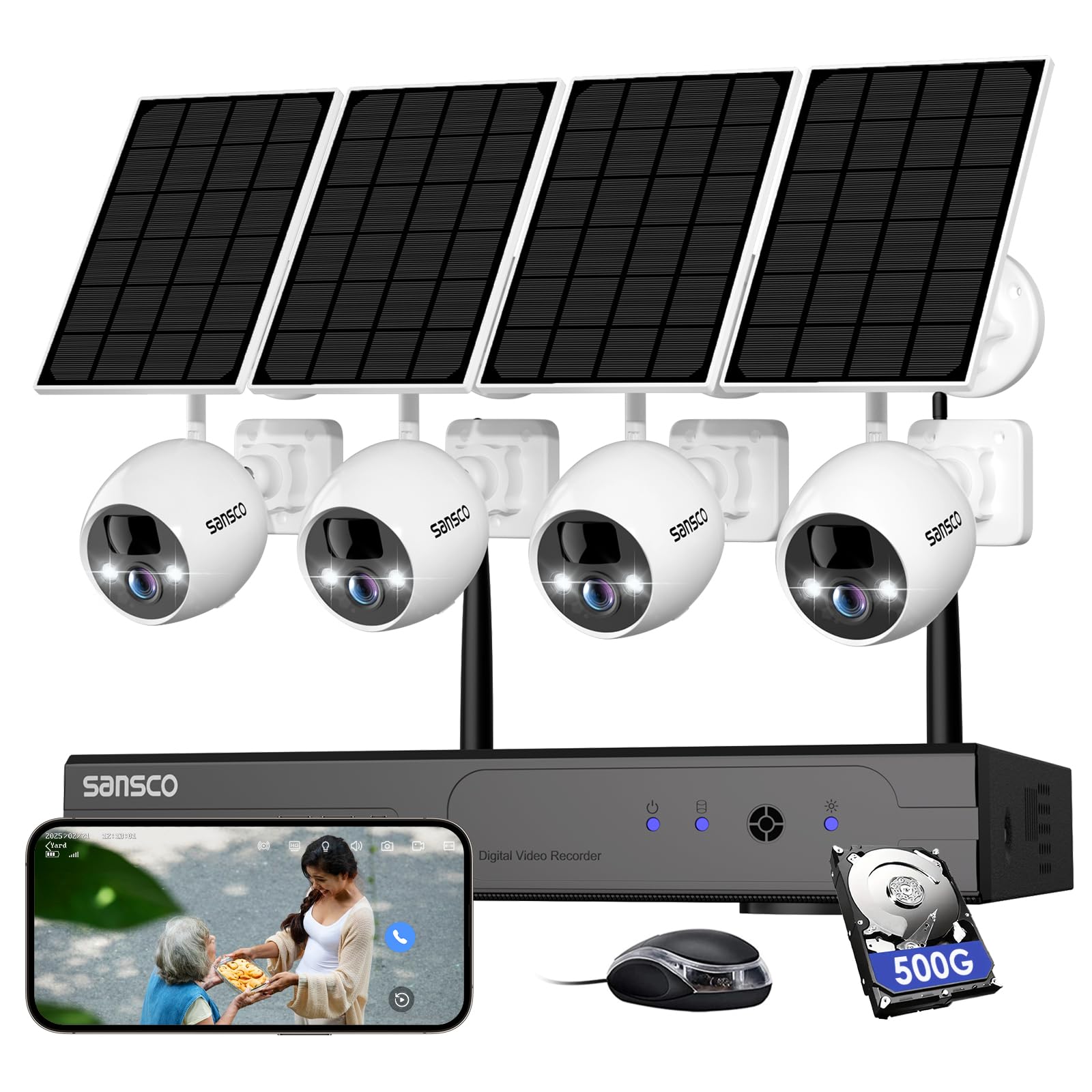 SANSCO Solar Security Cameras System Outdoor