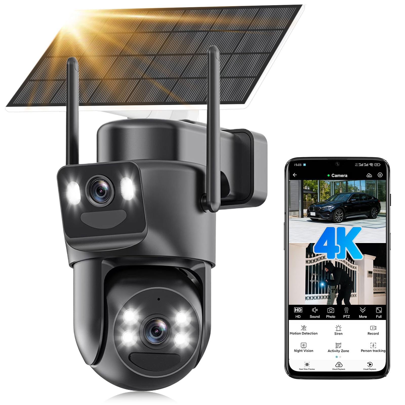 4K Solar Security Camera Outdoor Wireless