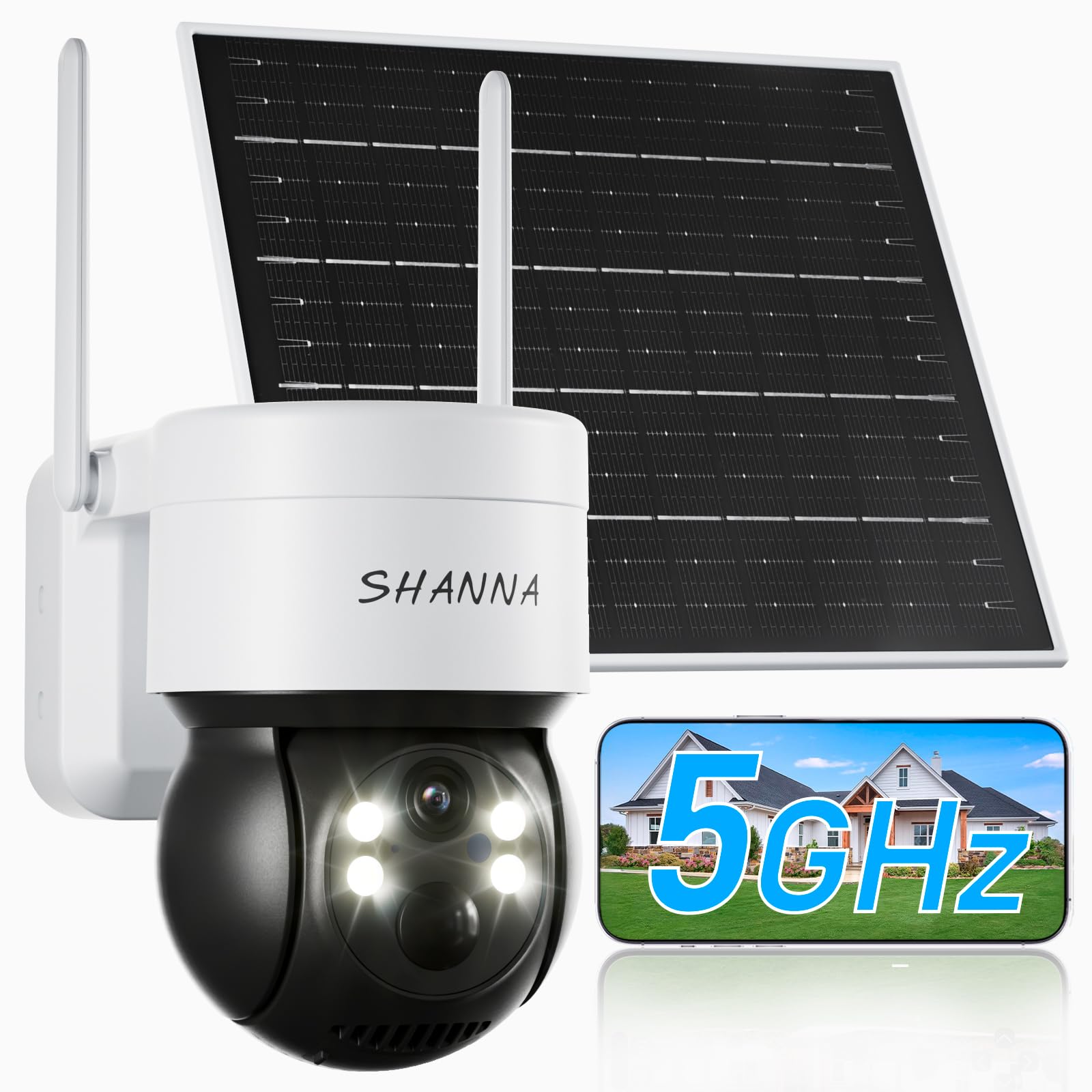 [5GHz & 2.4GHz] Solar Security Camera Outdoor Wireless