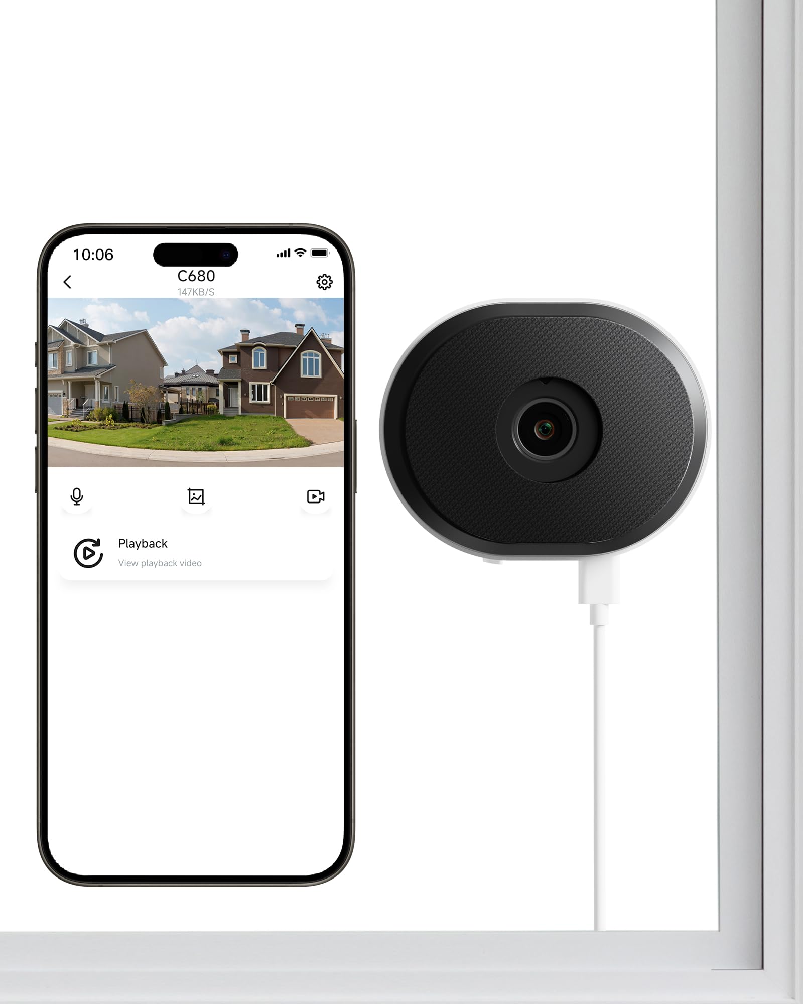 ZOSI 3MP 2K Window Camera for Home Security with Full Color Night Vision