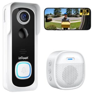 ieGeek Video Doorbell Wireless with Chime - 2K HD Doorbell Camera