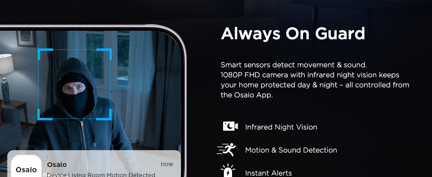 Text reads 'Compact & Easy to Install'. Marketing image showing a white VR or AR headset device against dark background with circular icons indicating features.