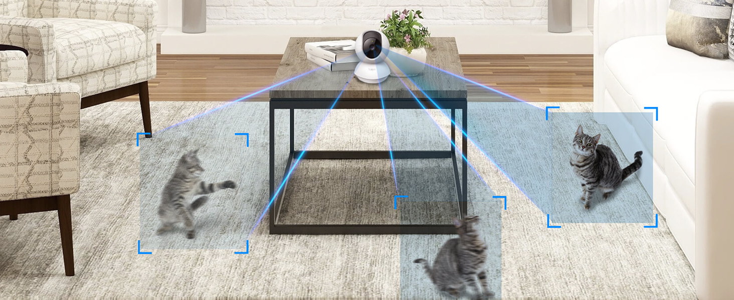 Pan/Tilt Home Security Wi-Fi Camera,2K 3mp,Night Vision,Motion Detection,Privacy Mode,Voice Control