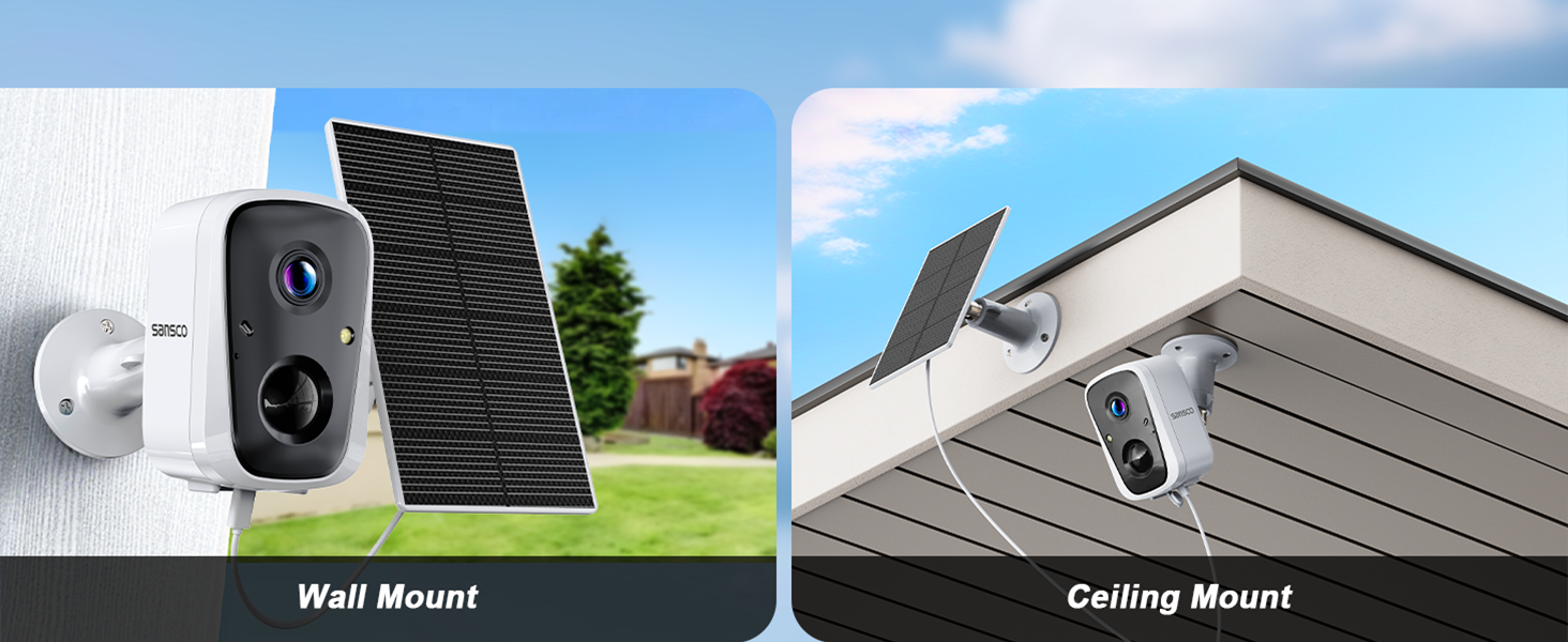 solar security cctv camera wall ceiling mount rechargeable battery powered pir human sun cam 4mp