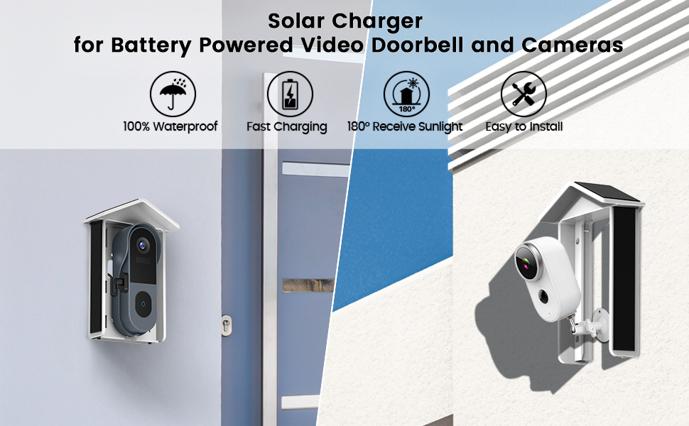 solar charger for battery powered video doorbell camera