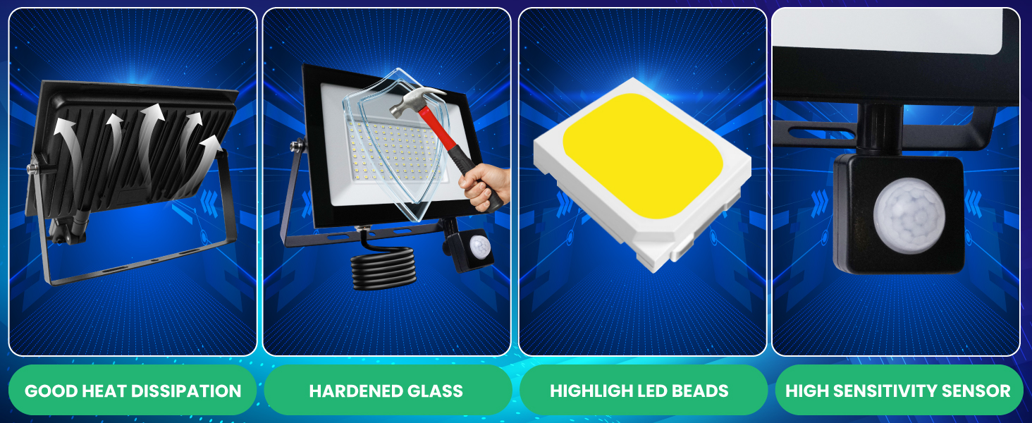 Series of blue-tinted icons or instruction steps, arranged horizontally, showing different stages or processes with yellow and white graphic elements.