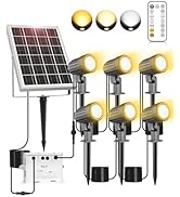 CLV Solar Spotlights Outdoor Garden, Solar Powered Garden Light 4-1 Solar Landscape Spotlights wi...