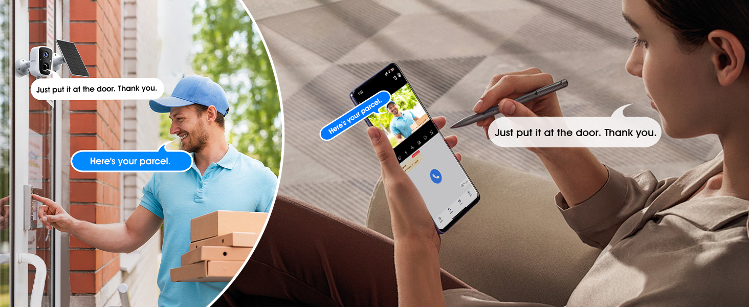 solar security cctv camera wireless outdoot wifi 2-way two audio talk app communication communicate