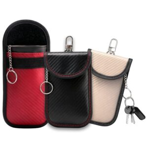3 Pack Faraday Pouch for Car Keys | Carbon Fiber Signal Blocking Pouch | Keyless Entry Car Keys Case | RFID Blocker Bag for Car Security | Anti-theft Remote Entry Keyless Protect (Medium)