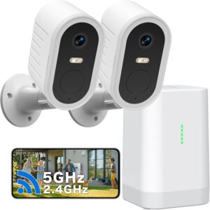 2K Security Camera Wireless 2-Cam Kit Outdoor or Indoor 2.4G & 5G WiFi