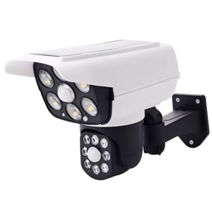 Dummy CCTV Camera Solar Dummy Security Camera with Remote Control Fake Waterproof Outdoor Indoor Simulation Monitor Flashing Red LED Light Beware of Thieves