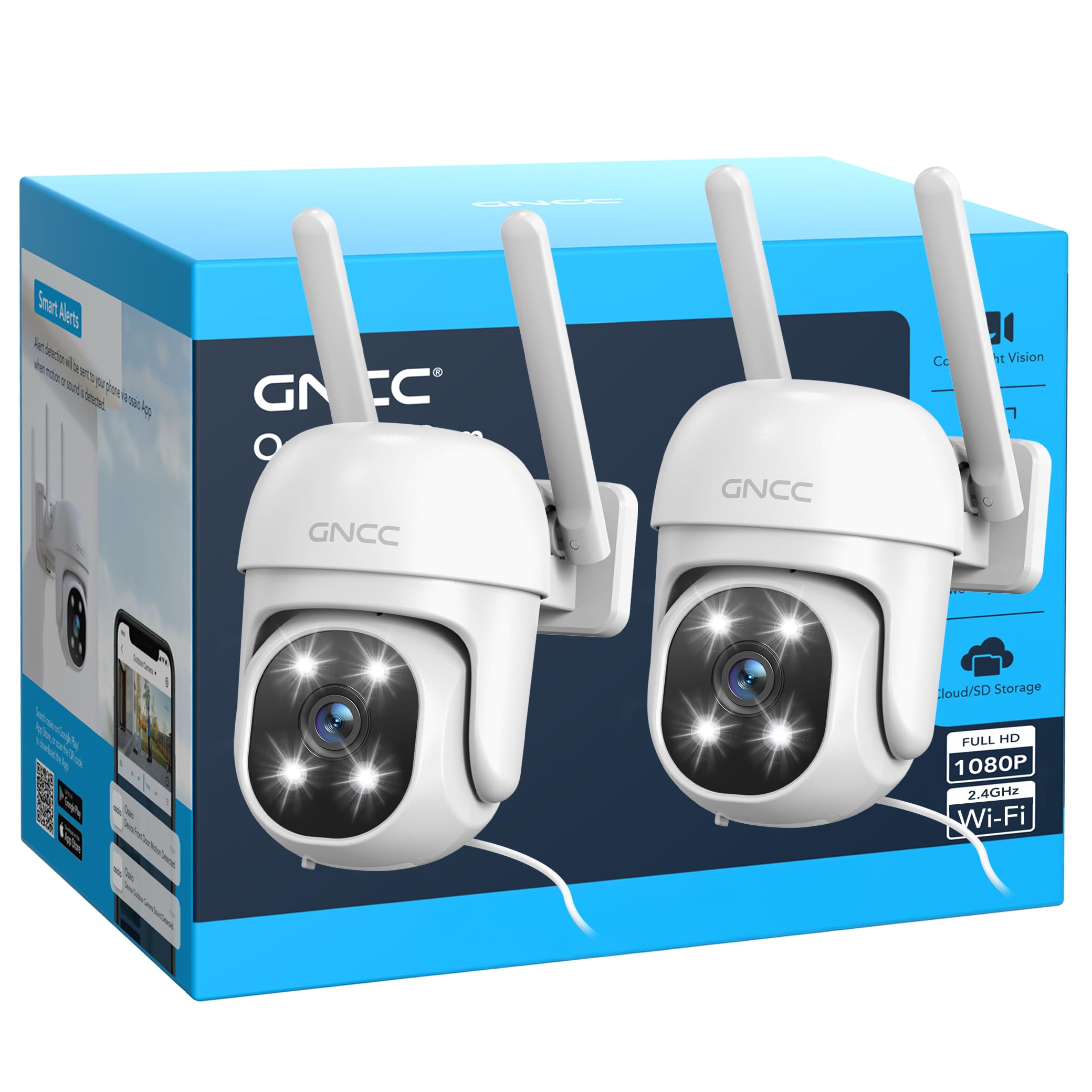 GNCC 1080P Home Security Camera OutdoorSurveillance with AI Motion Detection