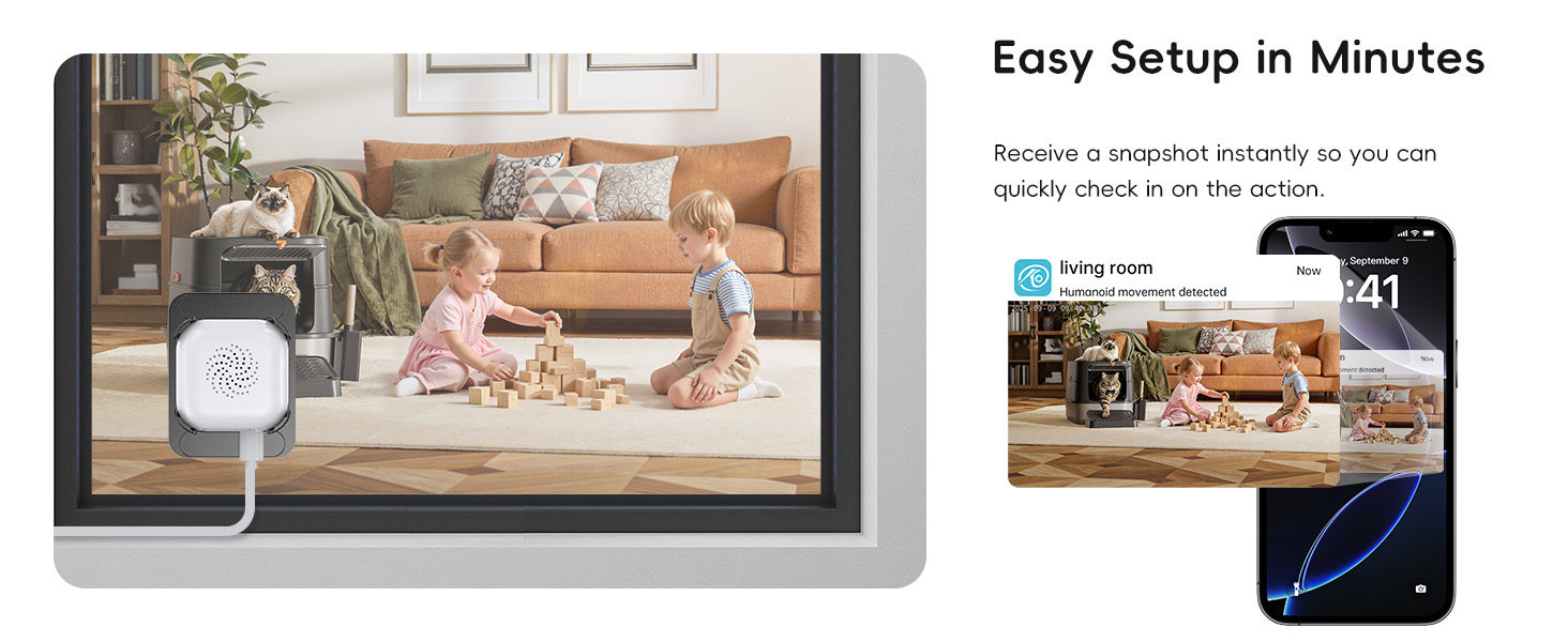 Text reads 'Easy Setup in Minutes'. Marketing composite showing installation steps for what appears to be a home entertainment or viewing system.