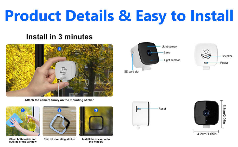 Text reads 'Image 5', 'Wide-Angle View', '24/7 Continuous Recording', 'AI Monitoring', 'AI Assisted Night Vision'. Series of security camera interface screenshots showing nighttime surveillance features.