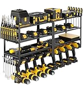 Wall-mounted kitchen organizer with multiple glass jars for spices and condiments, featuring a stainless steel finish and integrated paper towel holder.