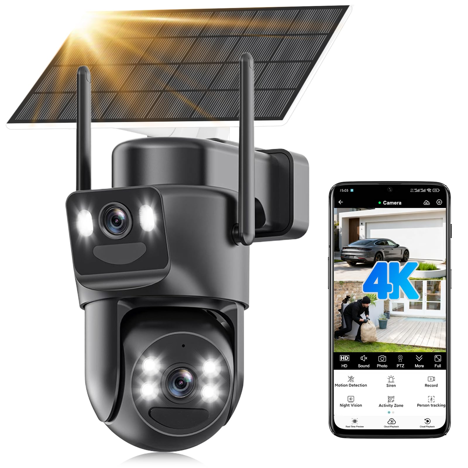 4K Solar Security Camera Outdoor Wireless