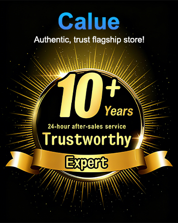 Text reads 'Calue SECURITY' followed by 'Calue is a professional manufacturer specializing in the research of smart security camera. Our goal is to provide safe and practical home security cameras.'