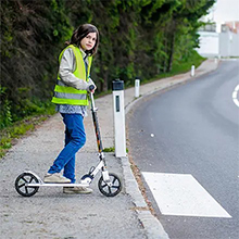 a man and a child wearing safety vests