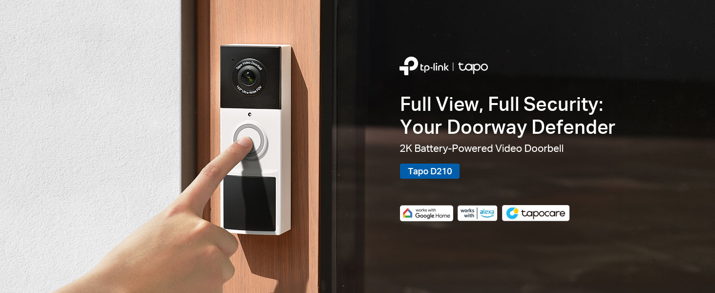 2K Battery-Powered Video Doorbell, Full View, Full Security: Your Doorway Defender