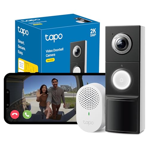 Tapo D235 2K 5MP Doorbell Camera Wireless 180°DFOV Ultra-Wide Video Doorbell Wireless or Wired