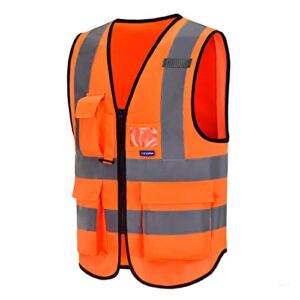 AYKRM 21 colors high Vis vest Zipper Front High Visibility vest Hi Vis Executive Vest Waistcoat with Phone & ID Pockets