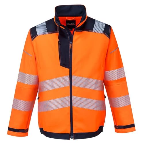 Portwest T500 PW3 Men's Hi-Vis Waterproof Jacket - Reflective High Viz Outdoor Safety Security Workwear Coat