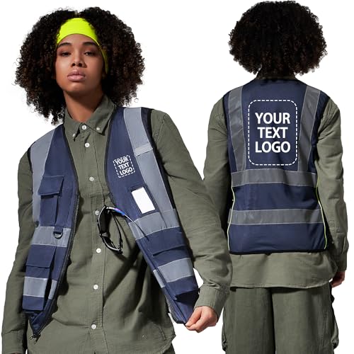 AYKRM Personalised Printed Hi Viz High Visibility Women's Yellow Vest High Reflective Safety Waistcoa