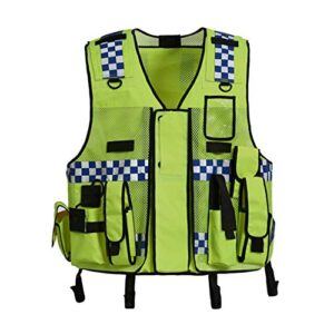 HYCOPROT Hi Vis Viz High Visibility Mesh Reflective Safety Vest Security Adjustable Tactical Traffic Police Construction Heavy Duty Utility Premium with Multi Pockets