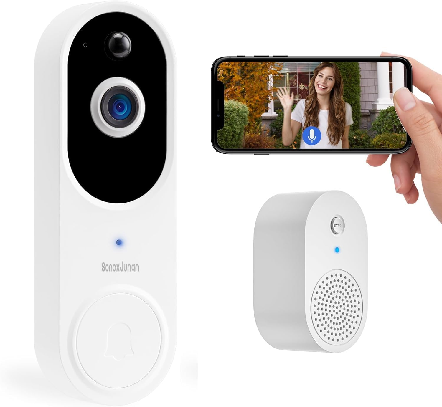 1080P Doorbell Camera with 2 PCS Chime