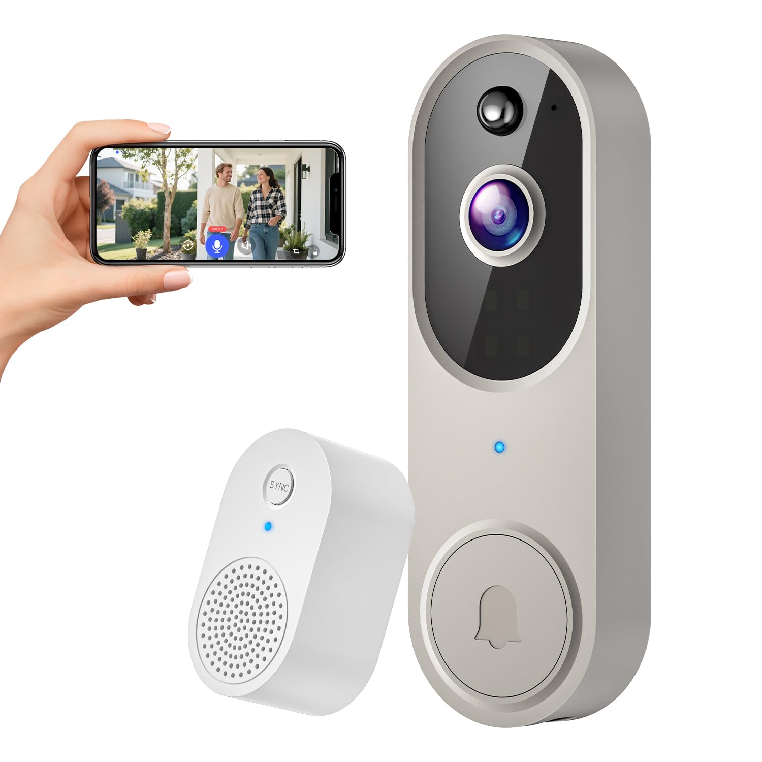 Video Doorbell Camera Wireless with Doorbell Receiver