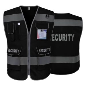 Security Vest for Security Guard 9 Pockets Hi Vis Vest for Men Women