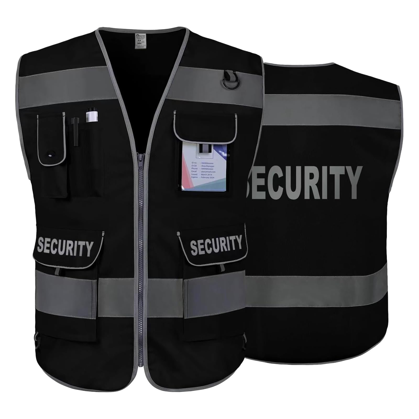 Security Vest for Security Guard 9 Pockets Hi Vis Vest for Men Women